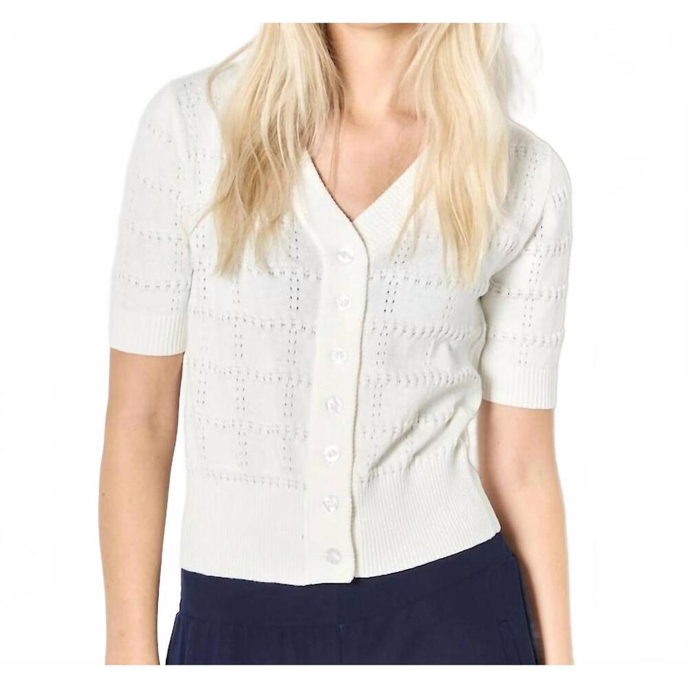 NEW APRICOT pointelle knit cardigan in white